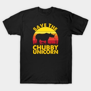 Save The Chubby Unicorn Vintage Retro Color Gifts For Men Women Kids - Adult Unicorn Quote - Funny Unicorn Rhino Gift T-Shirt